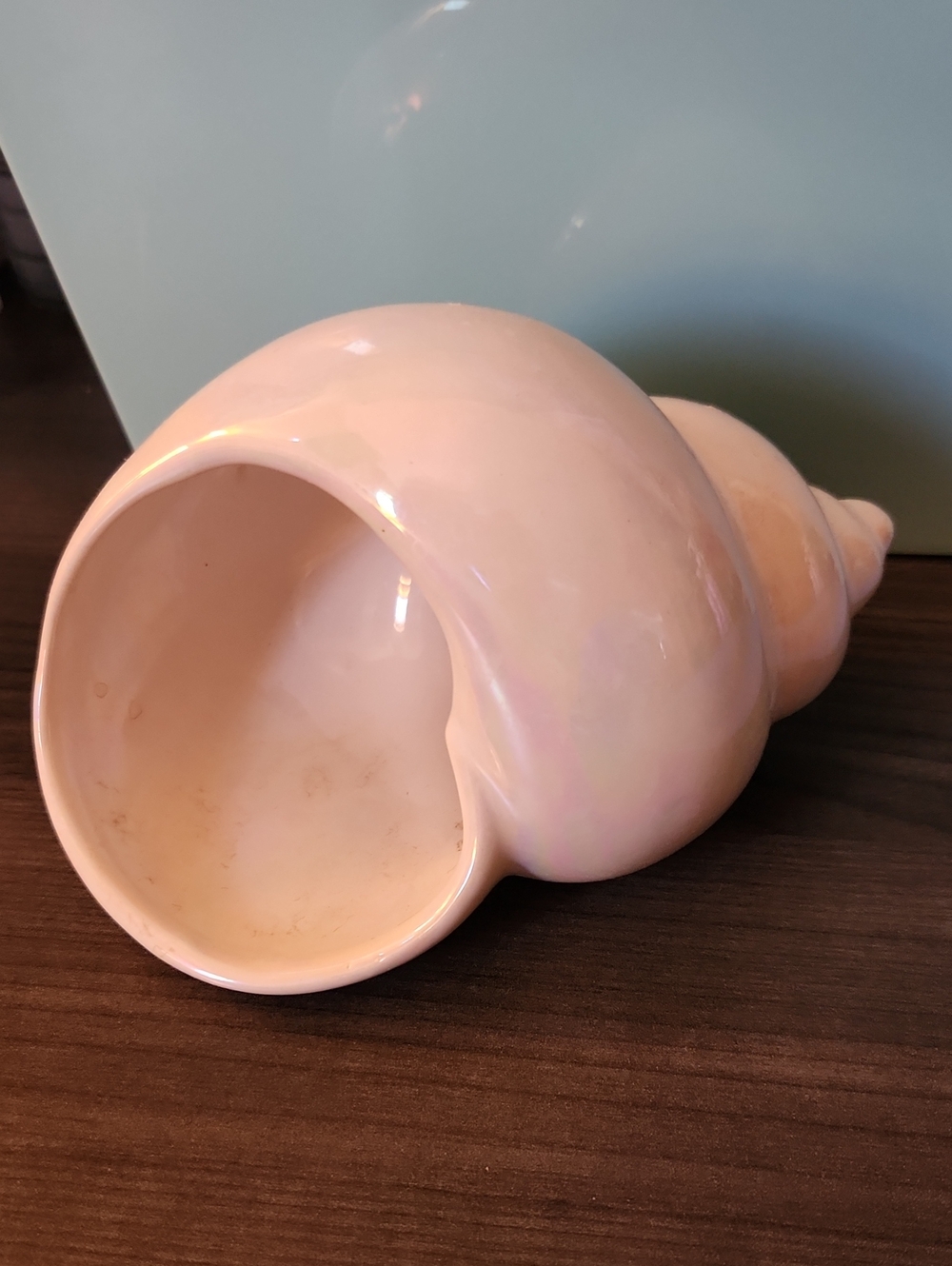 Iridescent Pink Ceramic Shell Vase - Decorative Home Accent